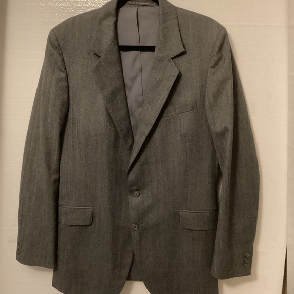 The Alexandre Collection Men Suit Jacket Blazer Size 42L Gray Pure New Wool - Picture 1 of 13